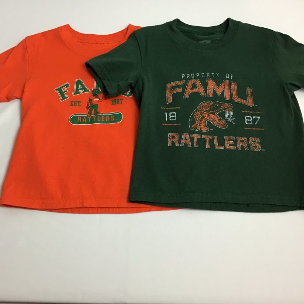 Lot of 2 Unisex Toddler Orange and Green FAMU Rattlers Short Sleeved T-shirts